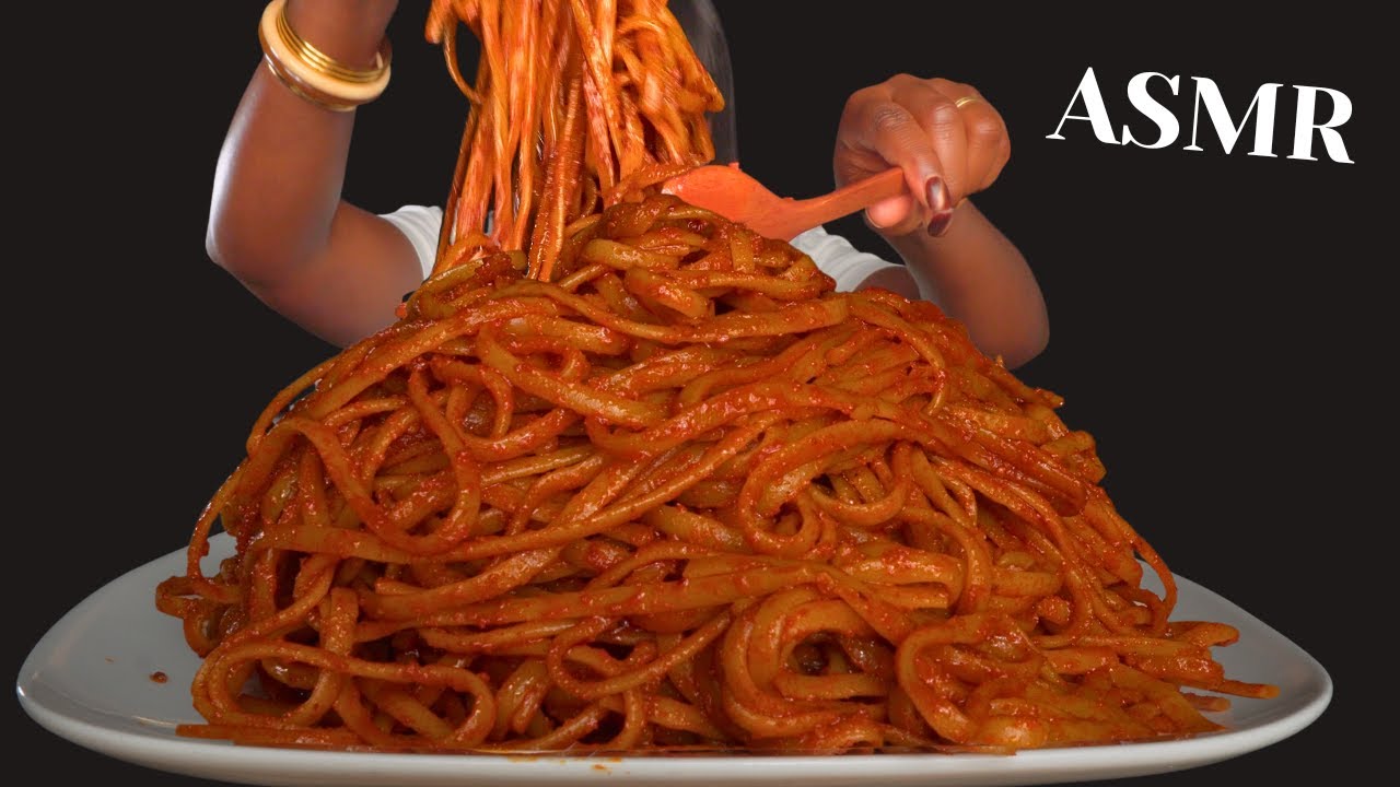 ASMR SPICY HOT LINGUINE PASTA  MUKBANG noodles style (NO Talking)Eating Sounds Vikky ASMR