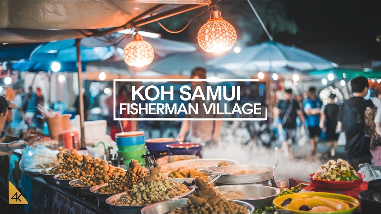 Ночной рынок в Рыбацкой деревне 🏮 | Пешеходная экскурсия по Таиланду (4K UHD) 🎥