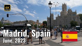 WALKING TOUR 4K | SPAIN, MADRID, Gran Via, Banco de España, Parque Del Prado- SPRING 2023