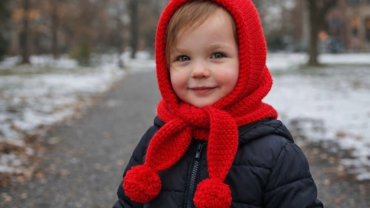 0–2 Yaş Kapüşonlu Atkı Nasıl Örülür? 🧶 Ponponlu, Çok Kolay 🤍 Bebek & Çocuk Örgü 😇