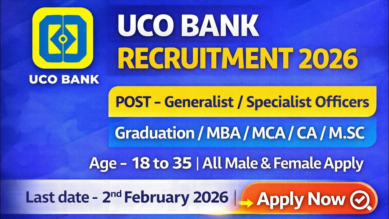 UCO BANK RECRUITMENT 2026 | BANK JOBS NEW VACANCY 2026 | BANK BHARTI 2026 |UCO BANK NEW VACANCY 2026