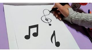 كيفية رسم النوتات الموسيقية / How to draw musical notes