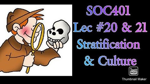 SOC401|| Lecture# 20 & 21 || Stratification and Culture