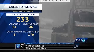 Iowa State troopers respond to more than 200 calls for service after Wednesday snow storm