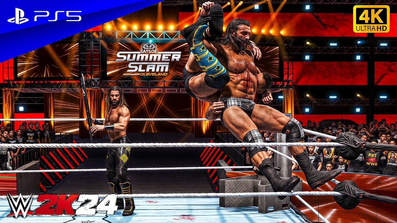 WWE 2K24 - CM Punk vs Seth Rollins vs Drew McIntyre | Triple Threat at SummerSlam 2024 | PS5™ [4K60]