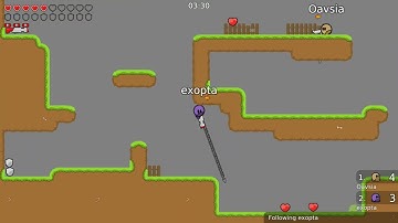 Teeworlds exopta vs. Xynthix 1v1 dm1 (skill progress)