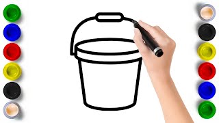 Bucket Painting & Coloring Page Marker Pen For Kids & Toddlers Child Art