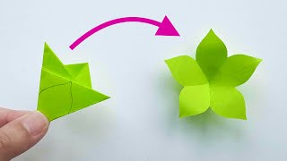 How to make Easy Origami Flower from Sticky Note | No-Glue Tutorial