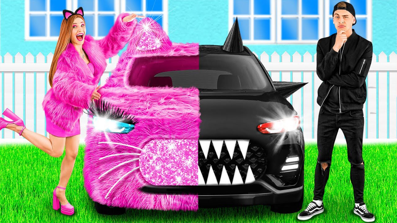 Rosa Auto vs Schwarzes Auto Challenge | Verrückte Streichideen von Parara Best