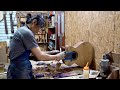 Process Of Making Acoustic Guitar. South Korean Instrument Master