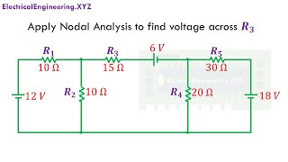Nodal Analysis Solved Example Problem 2 with Step by Step Solution