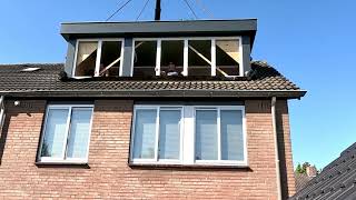 Outside timelapse view prefab dormer installation