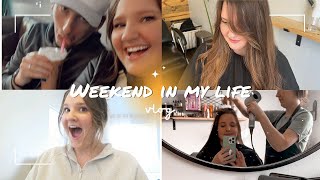 weekend vlog | getting bangs, opening packages as micro influencer &amp; cinnamon roll hack | Allie Jane