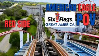 American Eagle POV Red Side - Six Flags Great America Wooden Roller Coaster - May 2026 - No Racing