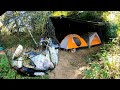 Acampamento com frango caipira melhor pescaria raiz no barranco do rio