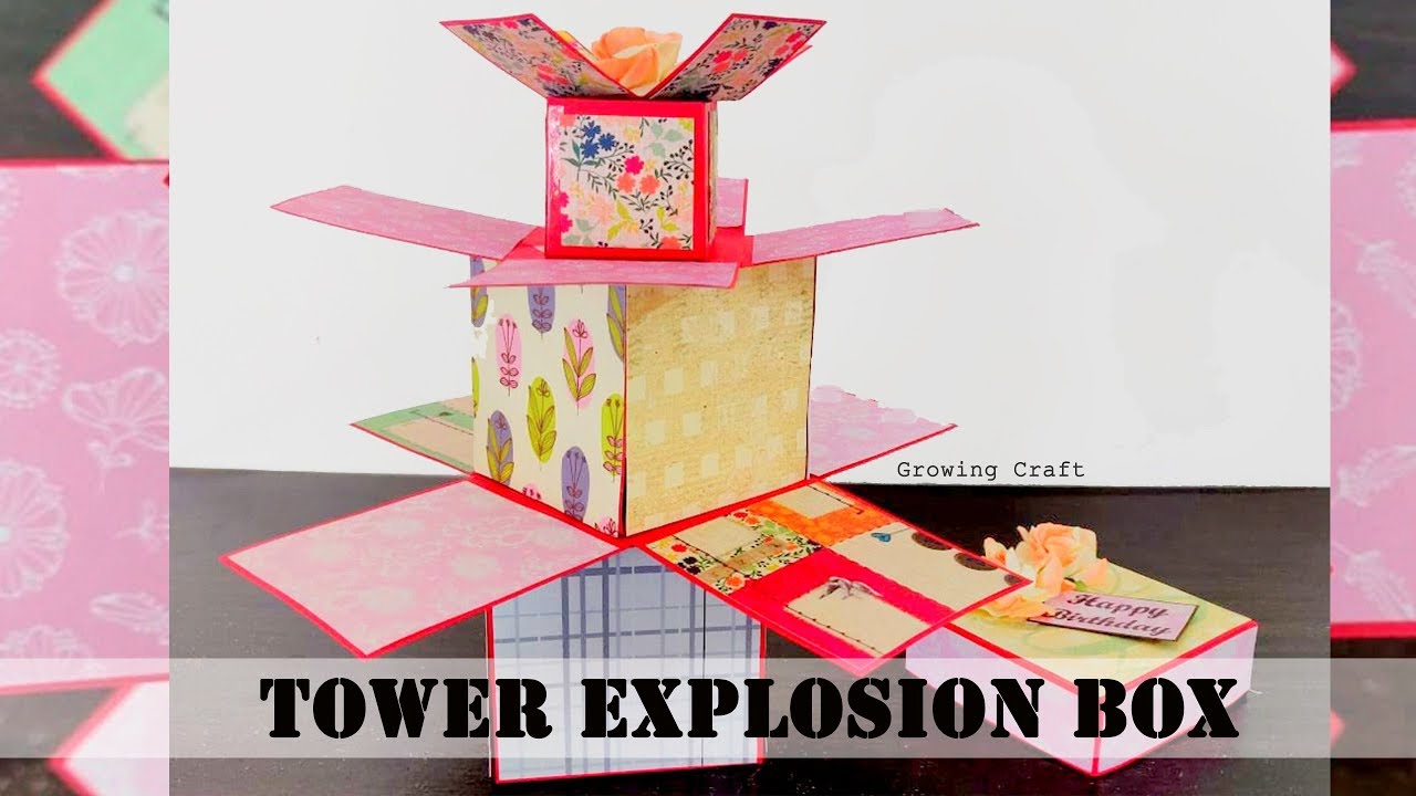 Easy Tower Explosion Box Tutorial | Birthday Box | How to Make ...