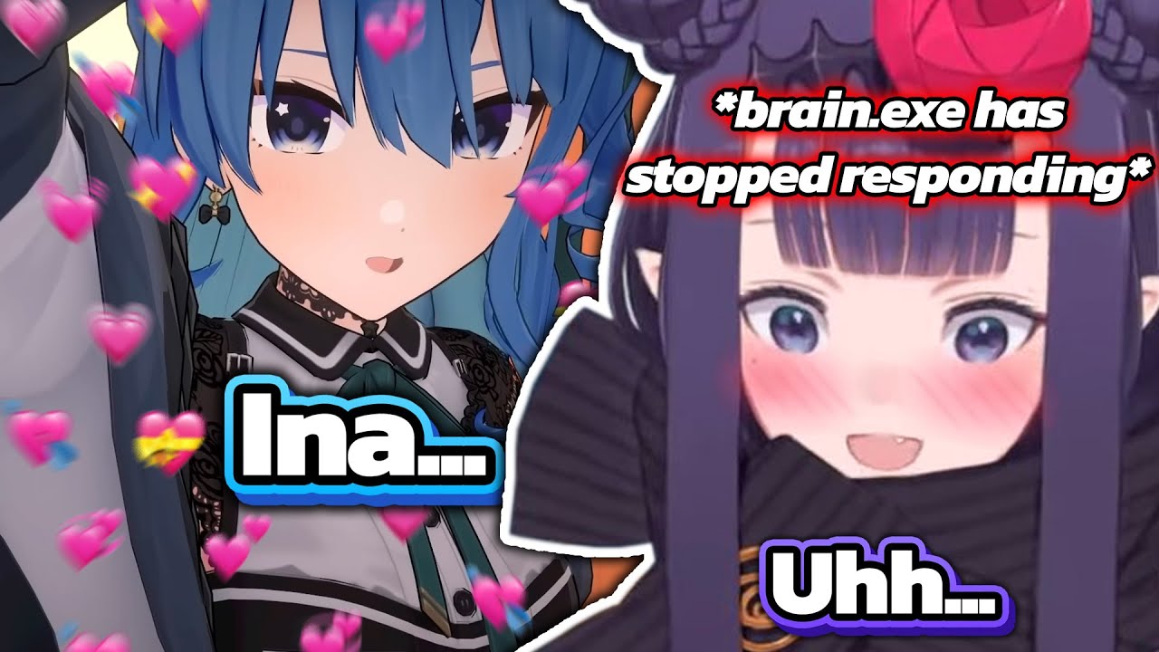 Ina's brain stopped working when she met Suisei in Minecraft