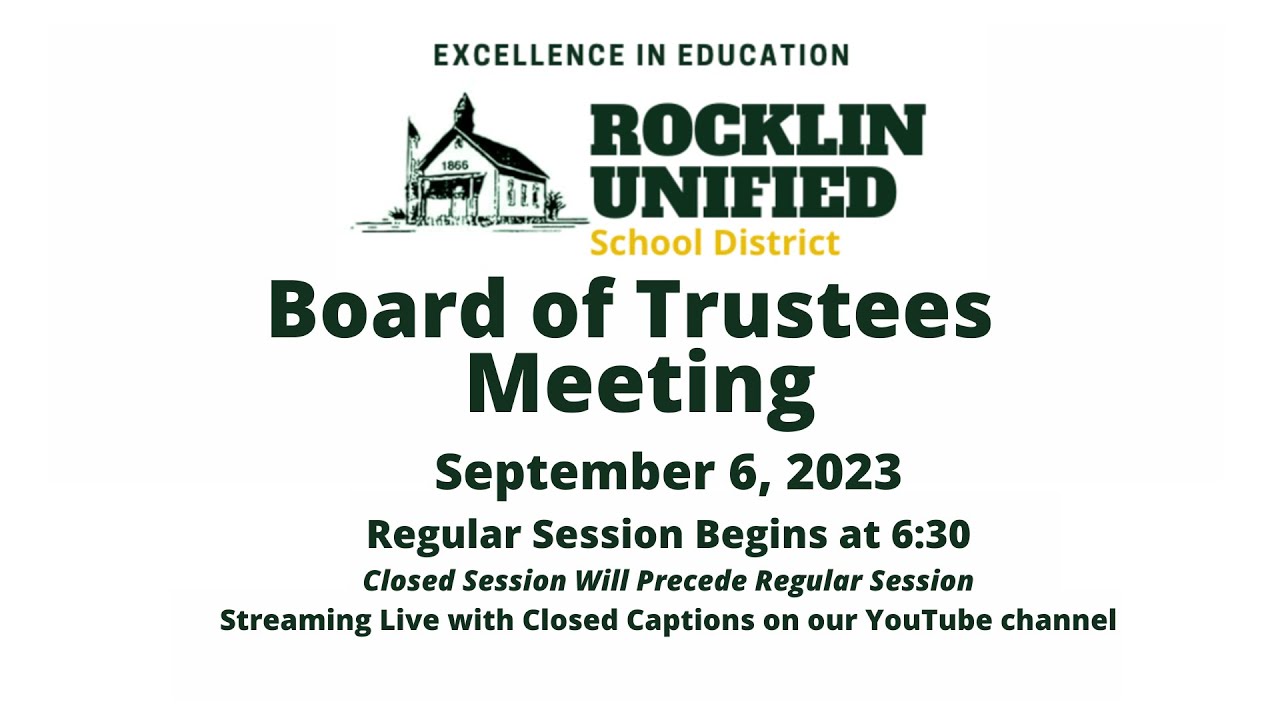 Rocklin Unified School District Board of Trustees Meeting - September 6, 2023