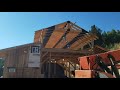 Setting Homemade Trusses on Timber Framed Shop