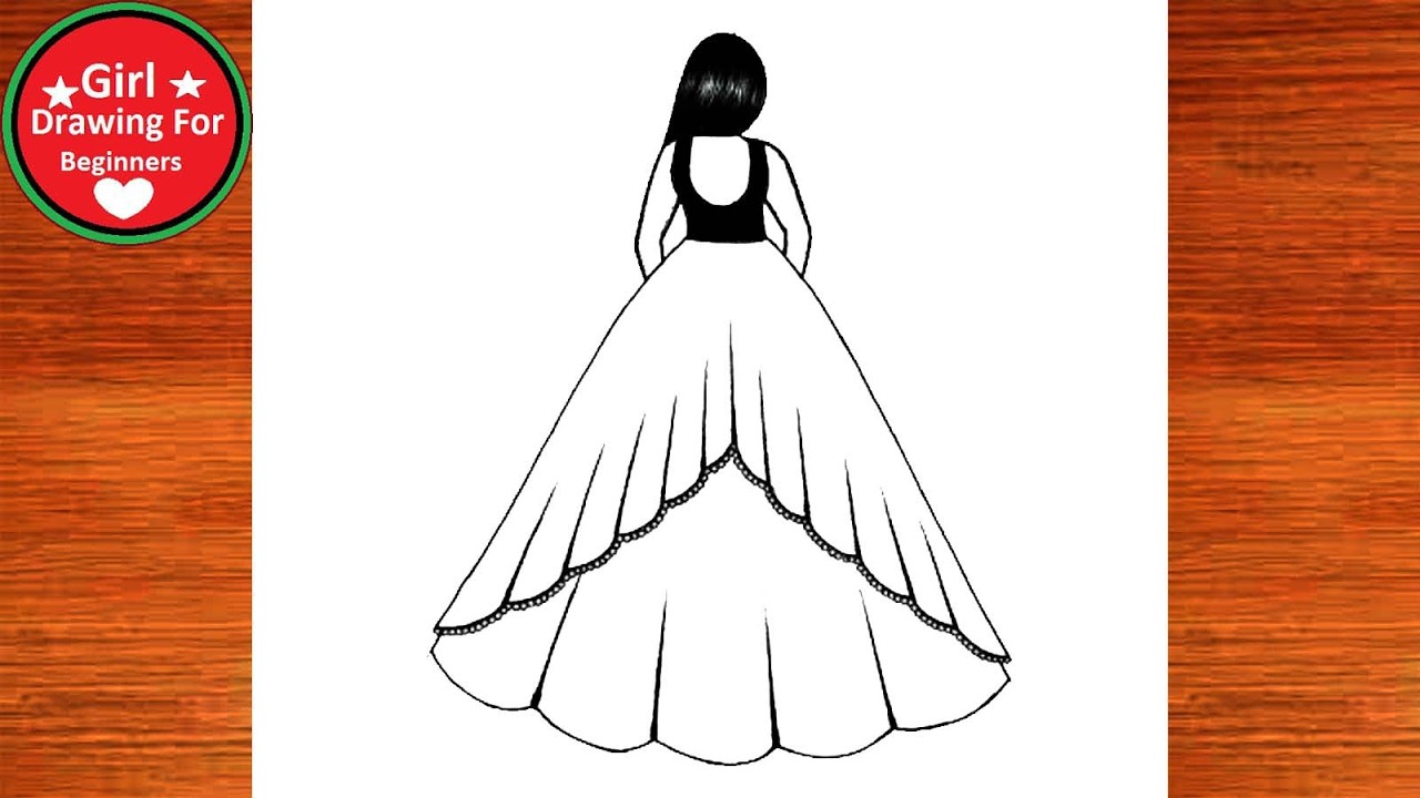 Easy Girl Drawing in Long Gown  Step by Step Tutorial for Beginners !!