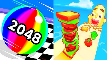 Ball Run 2048 vs Sandwich Runner 🔮🥪 Max Levels Walkthrough Android iOS Update Gameplay #8391