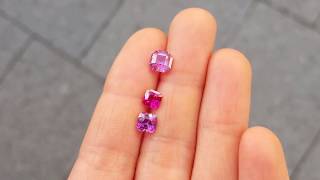 Ruby certified sapphire pink, orange, red, magenta square cushion cuts high quality Hobart