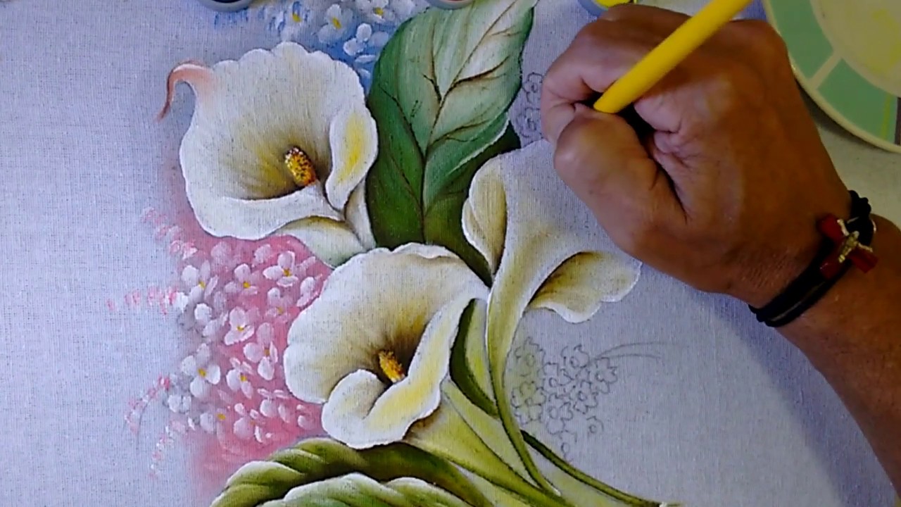 Roberto Ferreira - Como pintar Copos de leite virado, Folhas e acabamentos