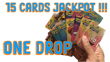 Spongebob Coin Pusher JACKPOT !! 15 CARDS IN 1 DROP !! Arcade big win