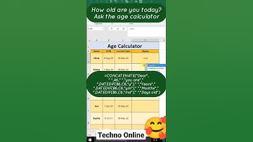 Datedif() formula to calculate age in Excel l date formula in excel #excel #technoonline #exceltips
