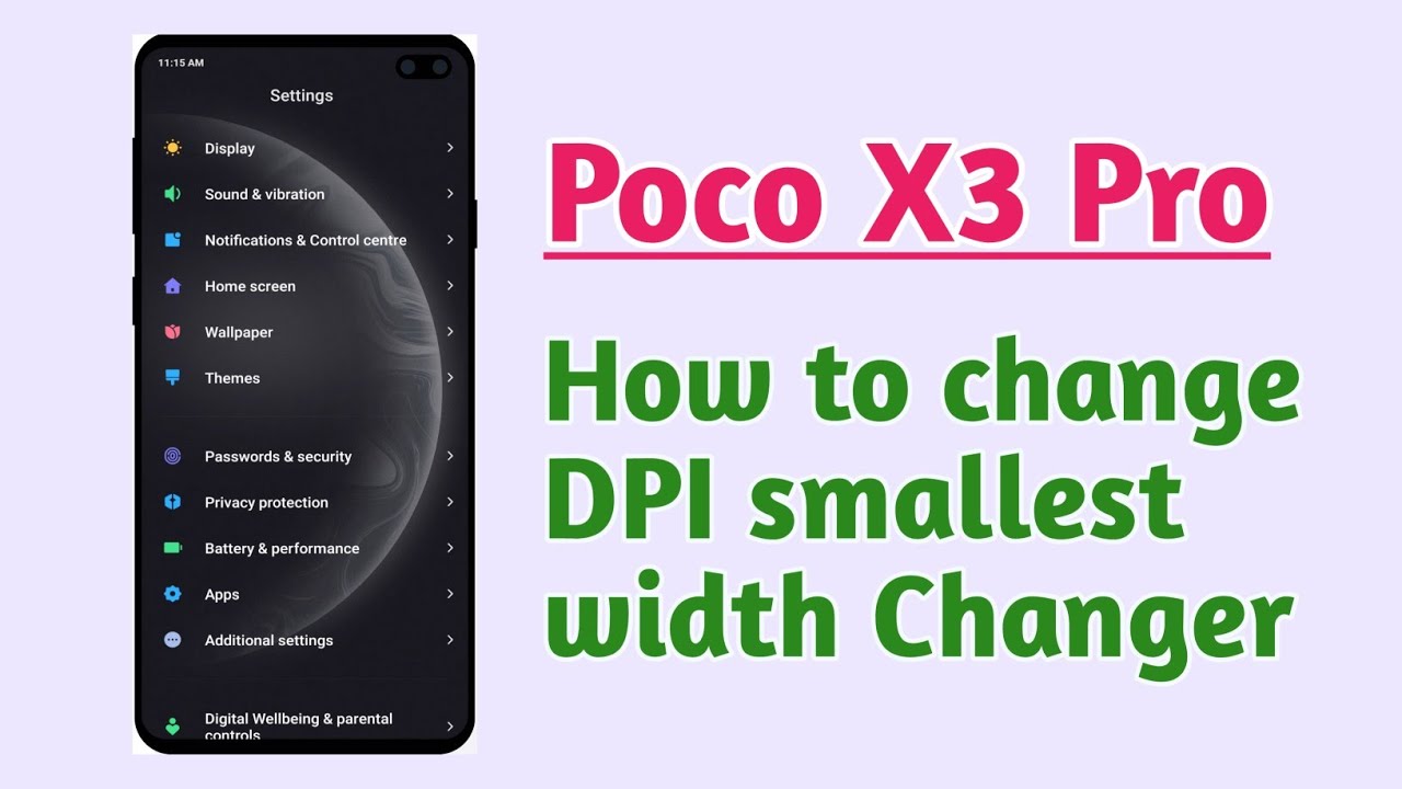Poco X3 Pro , How to change DPI smallest width Changer - YouTube