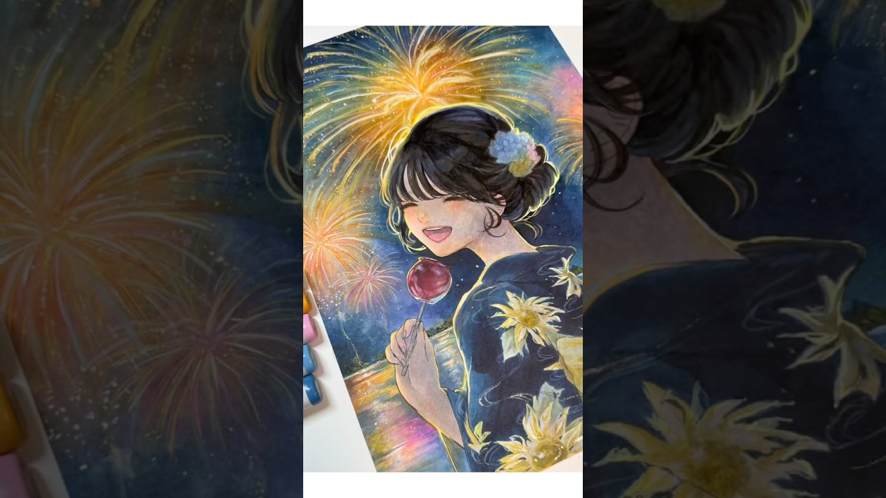コピックで花火の塗り方🎇 #copic #illustration #イラストメイキング
