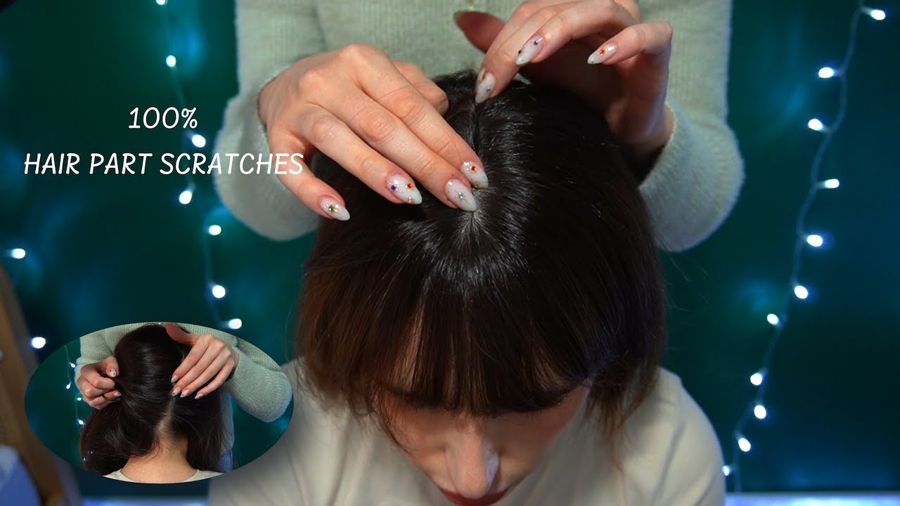ASMR 100% PARTING AND SCRATCHING with long nails and hair dye comb - no talking