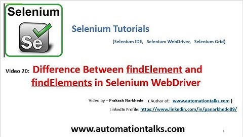 Selenium Video 20 - Difference Between Findelement And Findelements In Selenium Webdriver