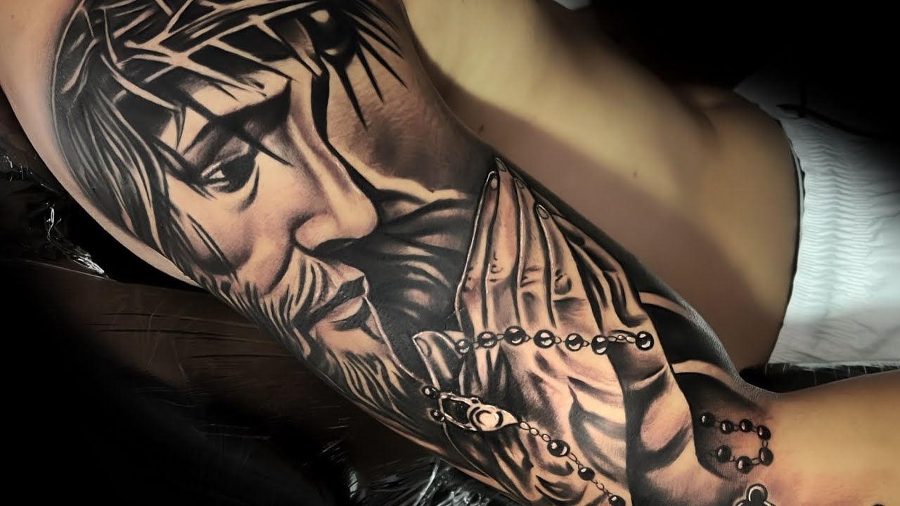 Tattoo Jesus Cristo no braço, image size:1280x720