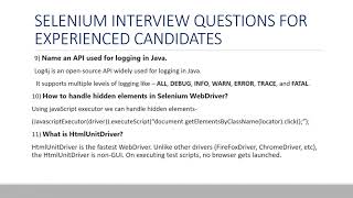 Selenium Interview Questions for Experienced Candidates Part - 02 || Selenium Interview Questions
