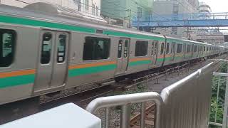 JR東日本E233系3000番台宮ヤマU228編成+E231系1000番台初期宮ヤマU505編成併結編成1622E上野東京ライン・宇都宮線直通東京経由普通宇都宮行き大井町駅通過