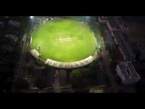 Cricket ground drone view during ELD floodlights | Cricket ground view at night time | Cricket field