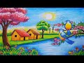 How to draw spring season scenery step by step easy spring season scenery drawing