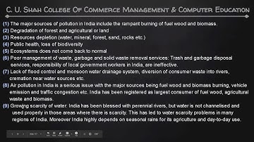 B.B.A SEM-1 ENVIRONMENTAL SCIENCE U3 PART VI BY PROF. BHARTI PARMAR