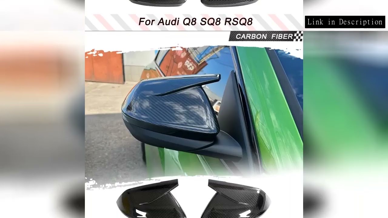 For Lamborghini Urus Audi Q8 SQ8 RSQ8 2020-2023 DRY Carbon Mirror Cover Caps Add ON Real Carbon Side