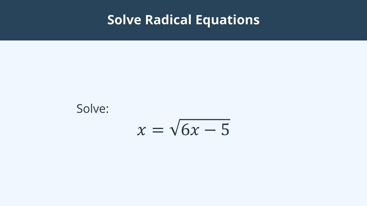 Solve Radical Equations - 1 - YouTube