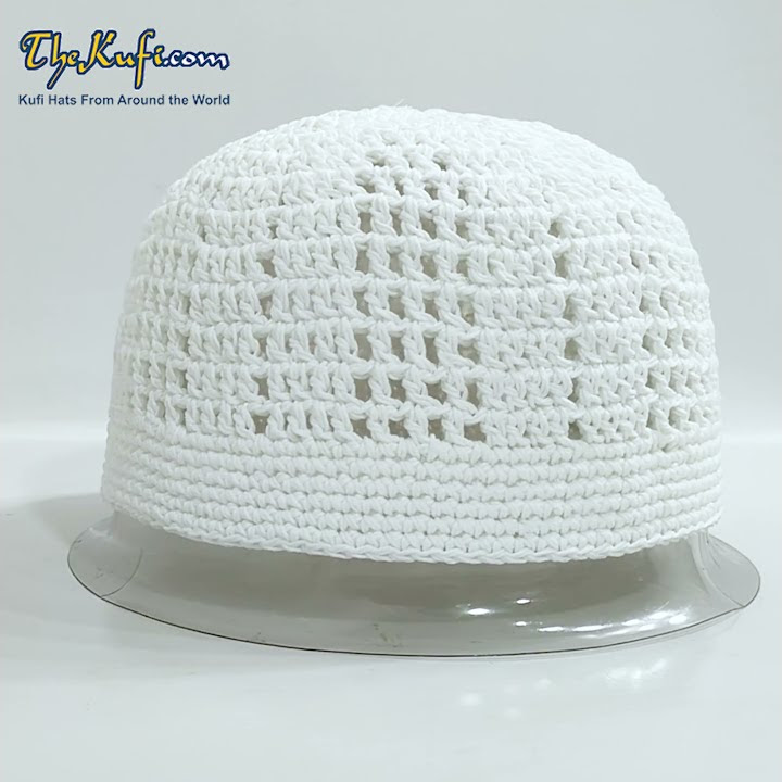 TheKufi® White kufi Tight & Loose Weave Design Crochet Knit Cap