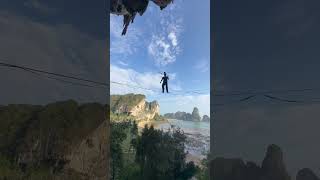 Person High-Lining While Juggling