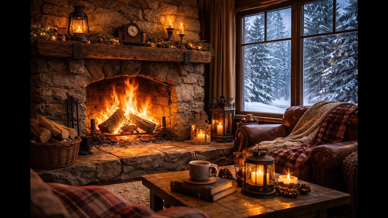 Crackling Fireplace 🔥 Cozy Cabin Ambience for Sleep, Relax & Study