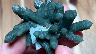 Prase Quartz growing on a Fluorite Pseudomorph from Inner Mongolia