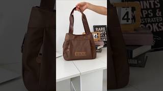 Retro Brown Nylon Tote Bag | Stylish Everyday Shoulder Bag #nylontotebag #shoulderbag #shortsfeed