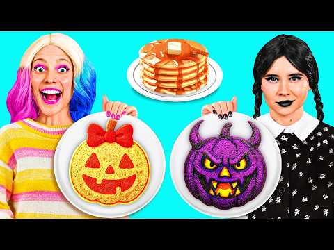 Pancake Art Challenge with Wednesday Addams | Awesome Kitchen Hacks by BaRaDa Gold Challenge