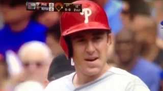 Chase Utley takes a hit-by-pitch like a man
