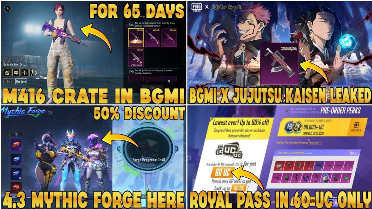 JJK PRIZE PATH COMING IN BGMI | M416 FOOL CRATE IS HERE | 4.3 MYTHIC FORGE LEAKS | ROYAL IN 60 UC 😱