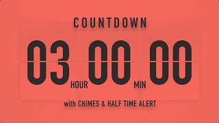 3 Hour Countdown Timer โณ Flip Clock with Chime Alerts ๐งก๐